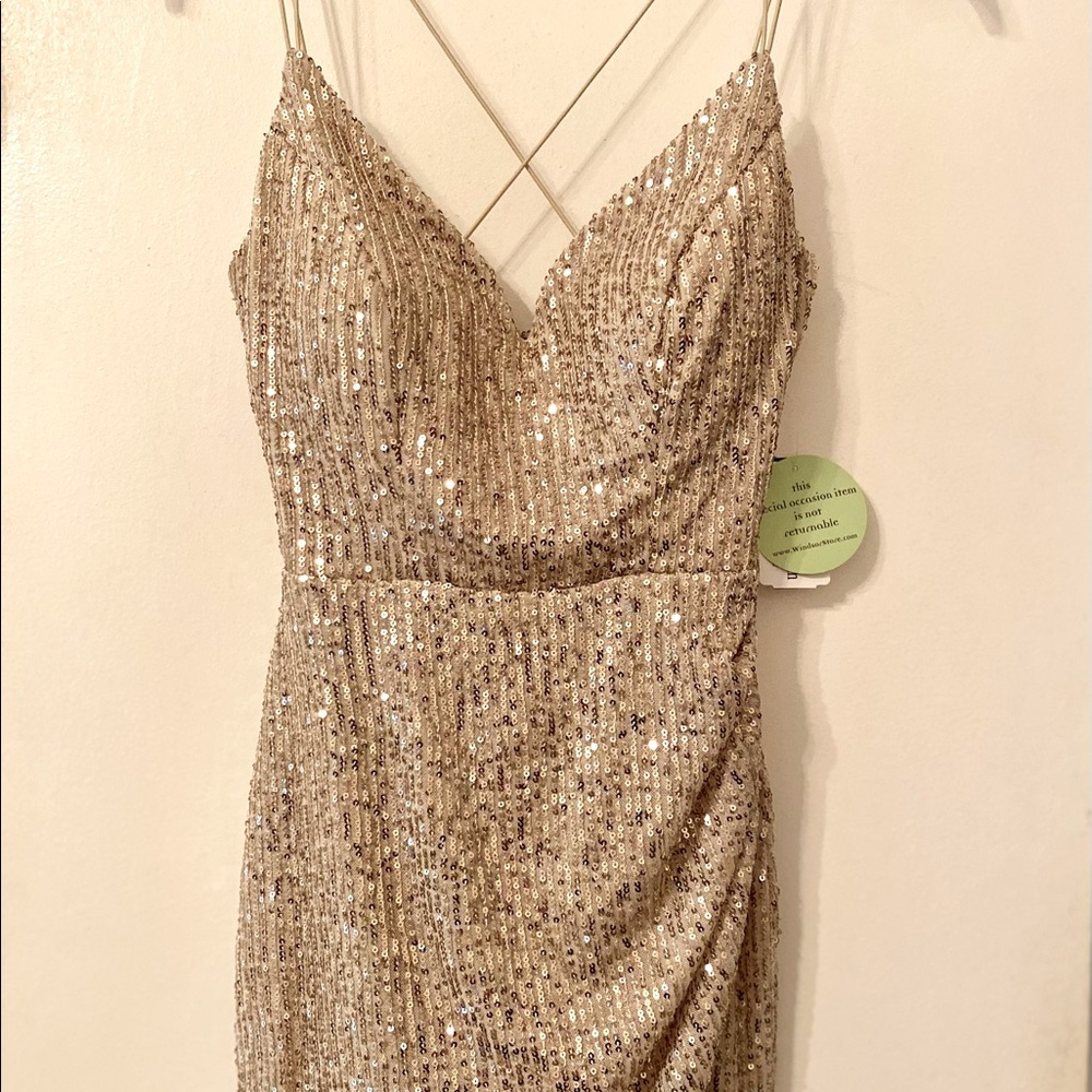 Gold sequin dress